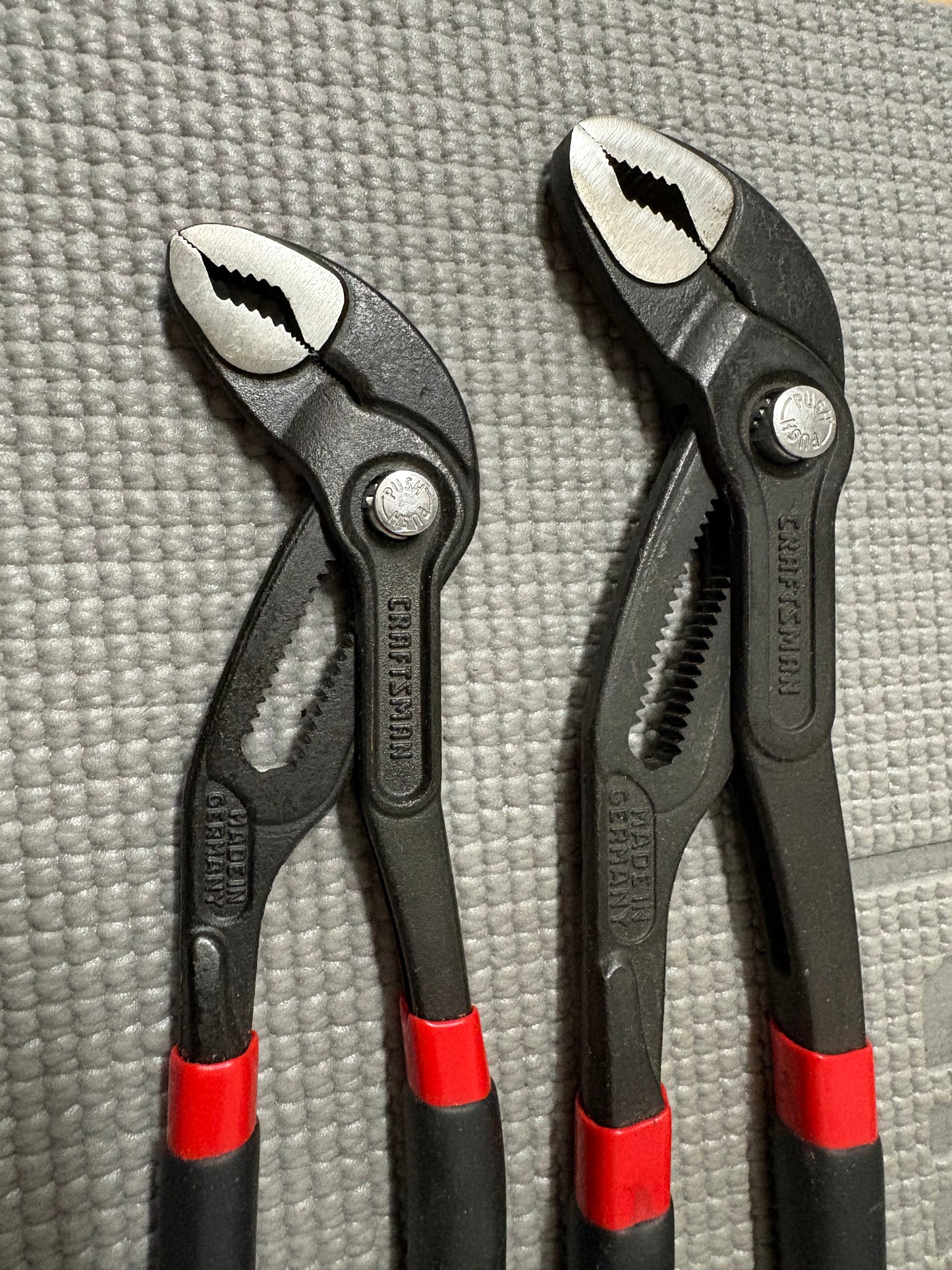 Sears Craftsman 2pc Adjustable Water Pump Pliers Set 45433 7” 45431 & 10” 45430 Made in Germany