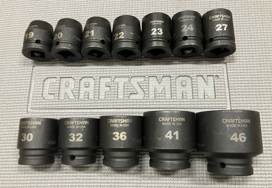 Vintage Craftsman 12pc 3/4" Drive 19-46mm Easy Read Impact Socket Set 18794 USA