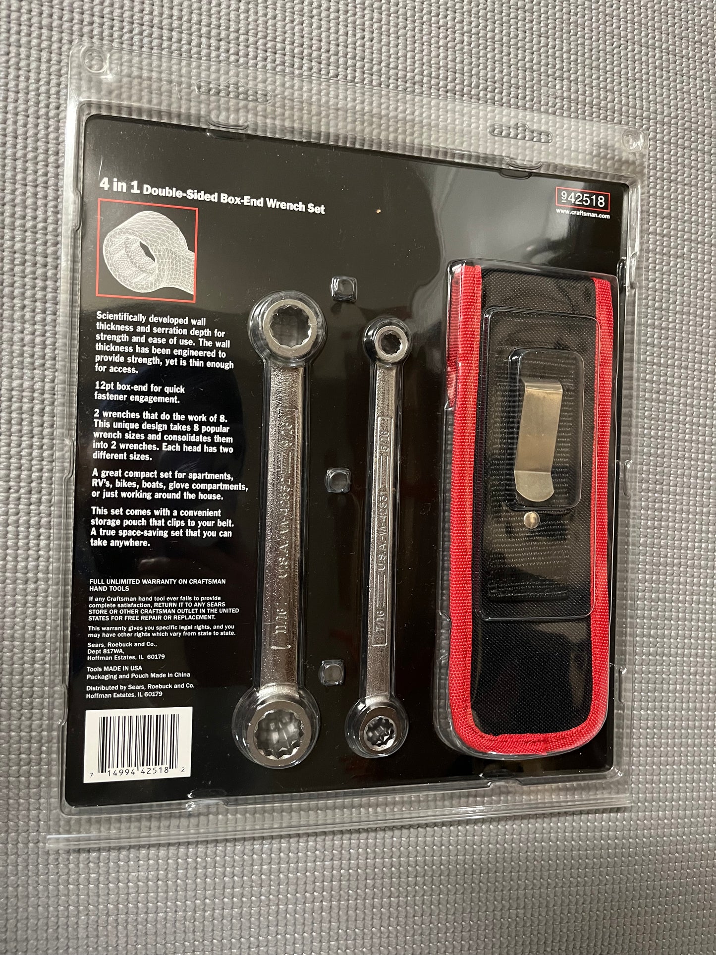 NOS Vintage Craftsman 4 In 1 Double Sided Box End Wrench Set 42518 USA Very Rare