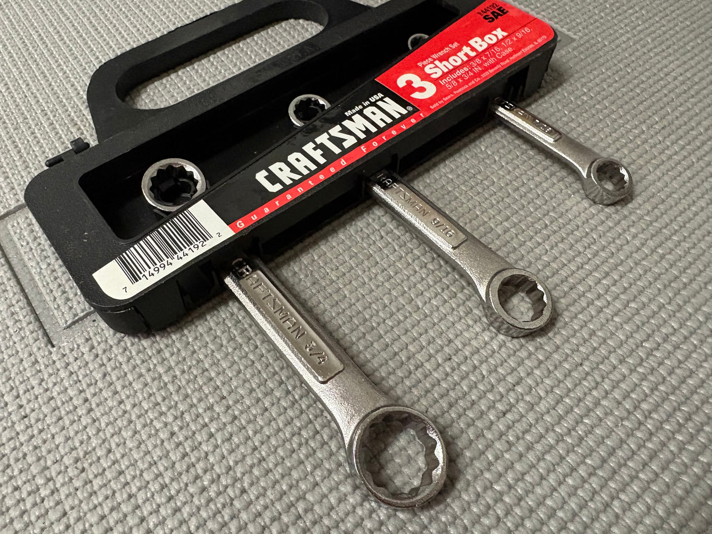 NOS Sears Craftsman USA 3pc Short Box End Wrench Set SAE 44192 VV Series