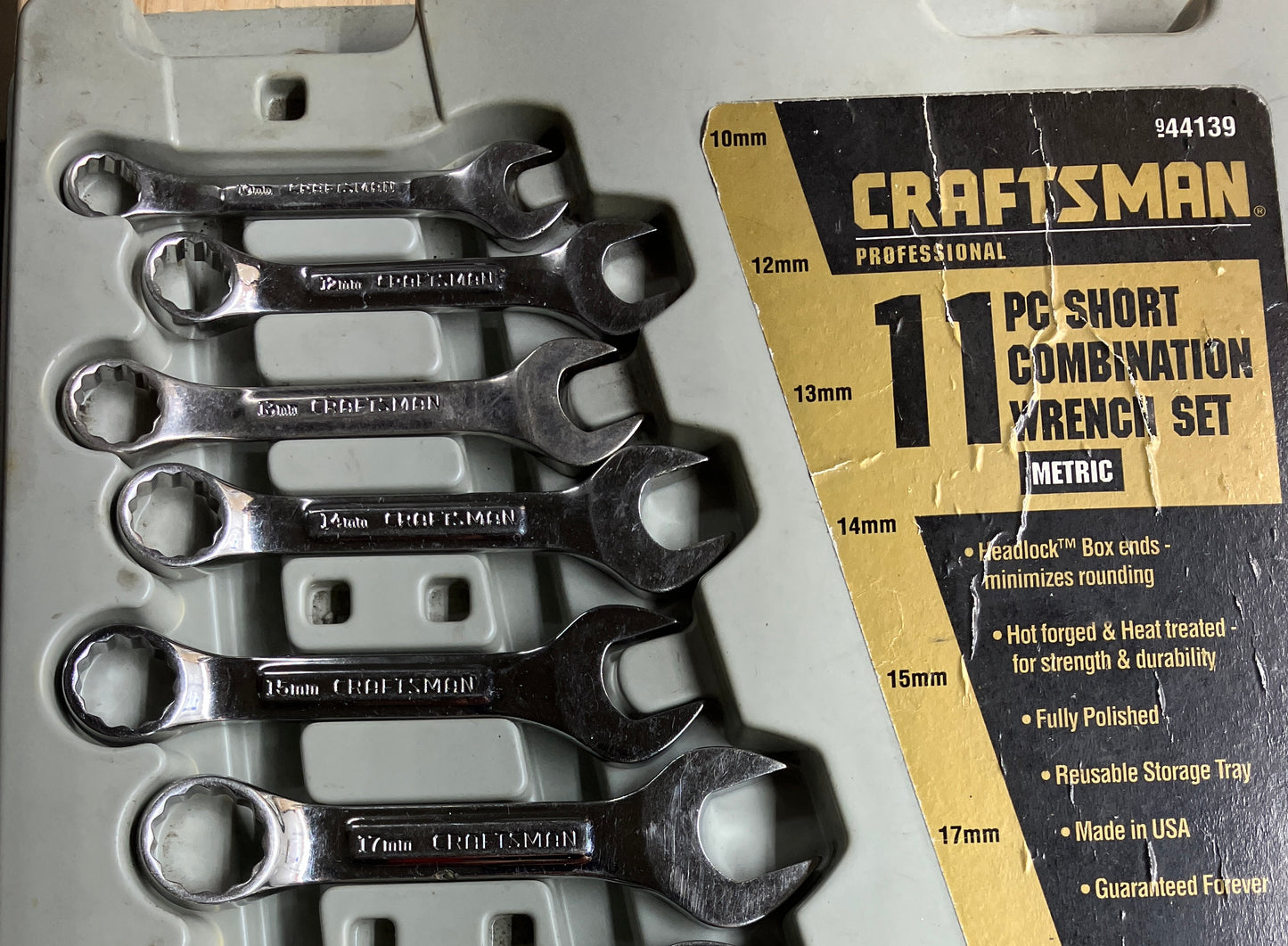 Vintage Craftsman Professional Combination Wrench Bundle - Metric and SAE Stubby Sets, USA