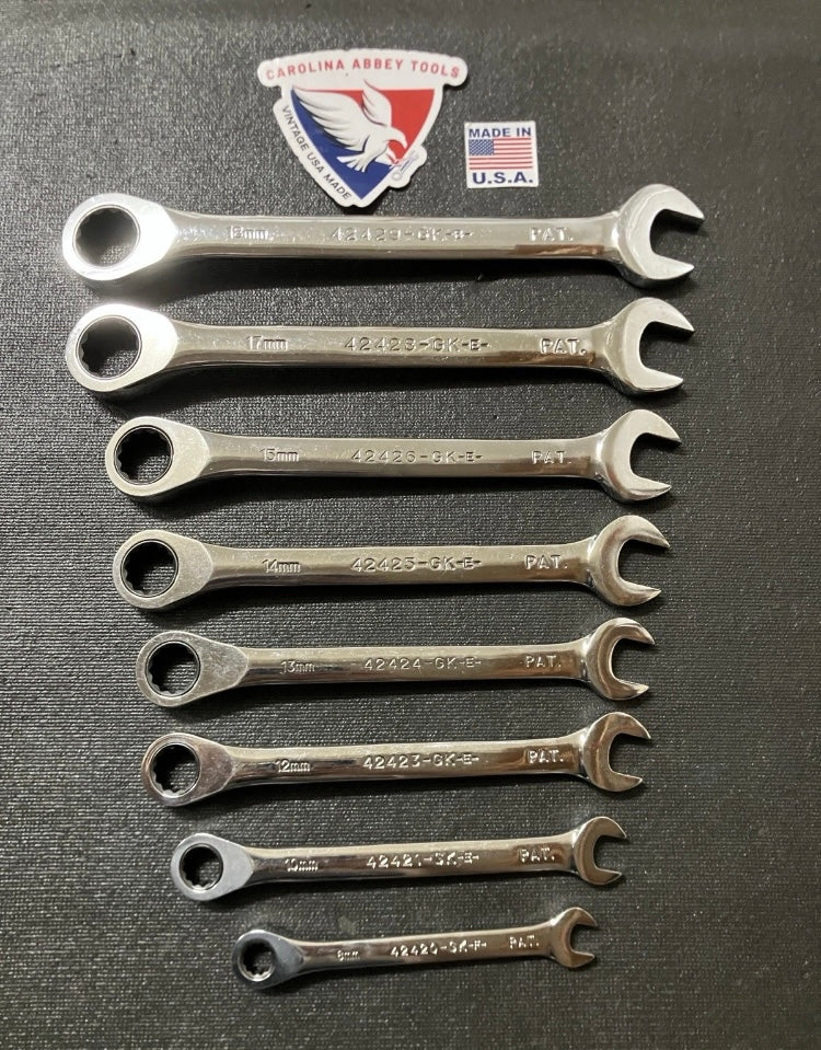 Vintage Sears Craftsman 8pc Metric Reversible Ratcheting Wrench Set 42405 USA