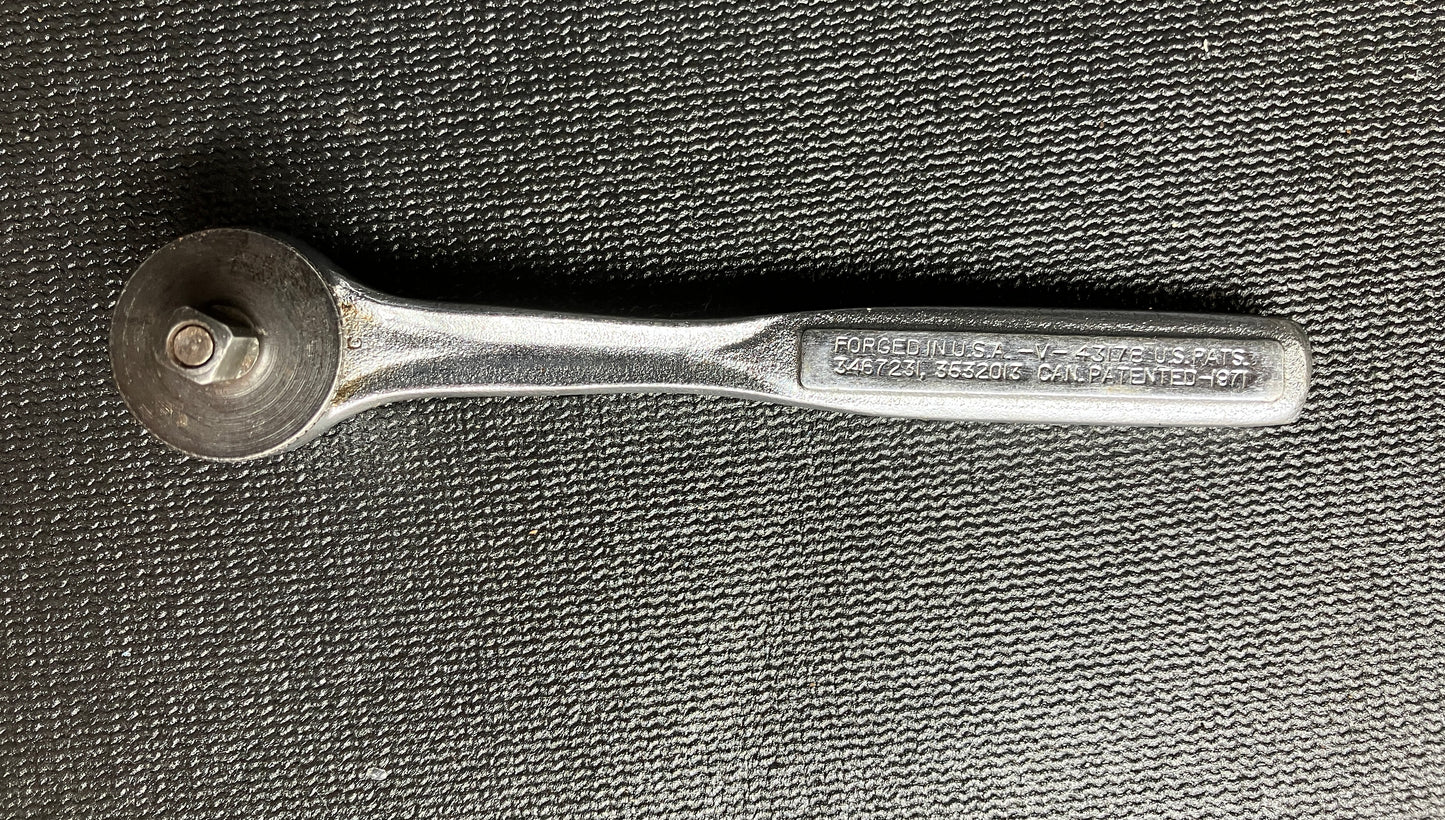 Vintage Craftsman 1971 Patent -V- 43178 1/4” Drive Thumb Wheel Ratchet USA RHFT Round Head Fine Tooth