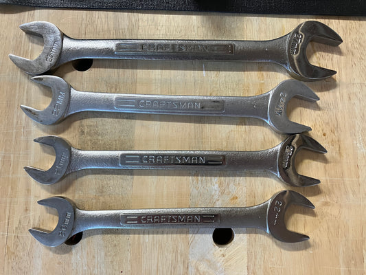 Vintage Craftsman 4pc Metric Open End Wrench Set USA Bundle