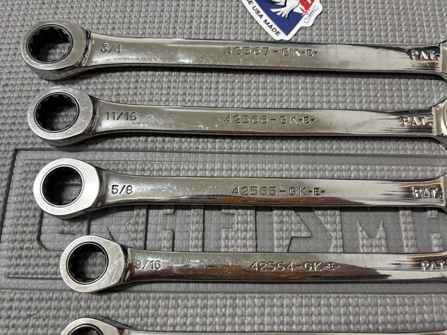 Craftsman 8pc SAE Long Beam Ratcheting Combination Wrench Set 42450 USA