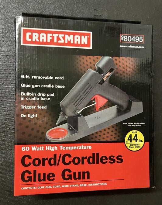 NOS Vintage Craftsman Cord / Cordless Glue Gun 80495 Removable Cord & Base Rare