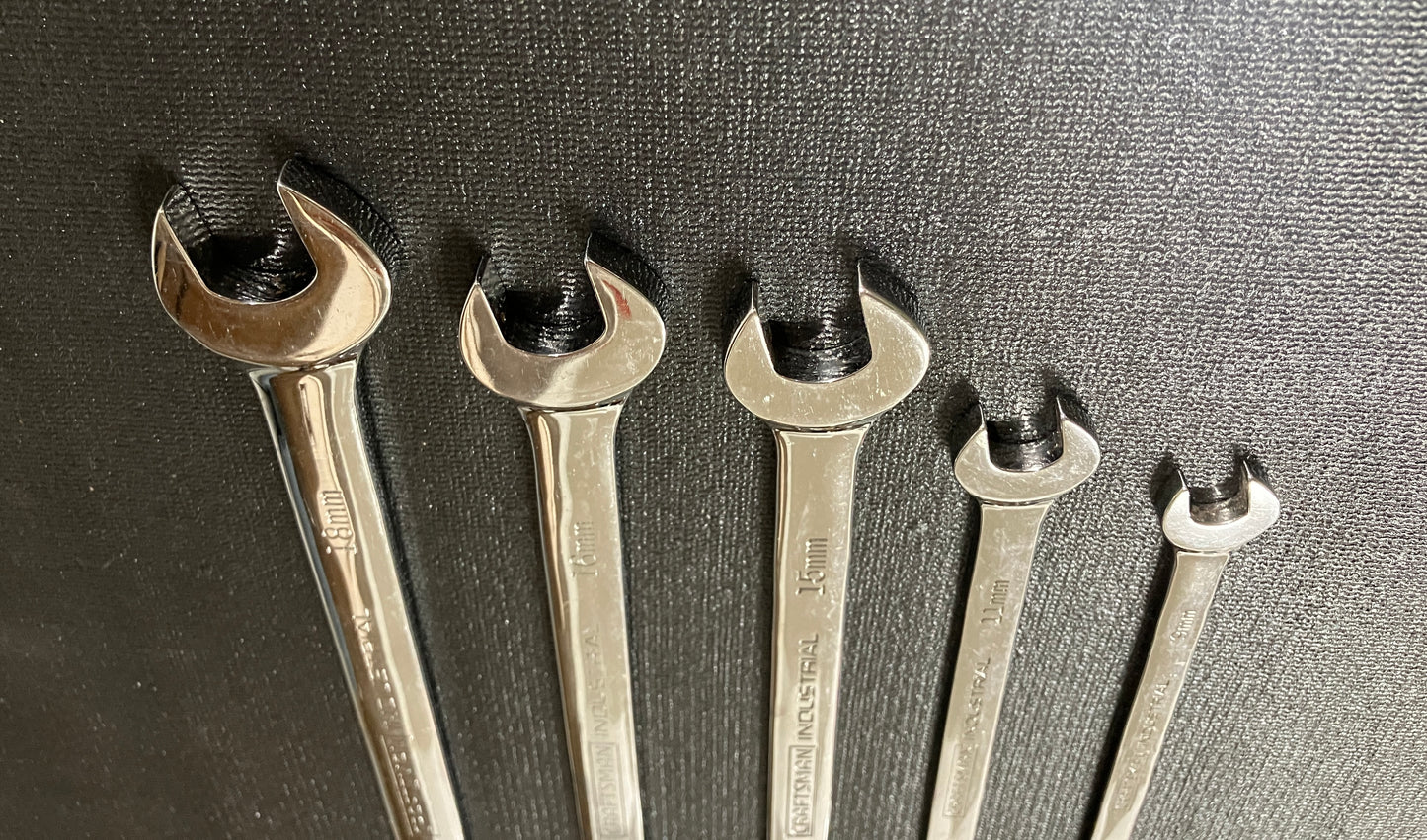 Craftsman Industrial Full Polish 5pc Combination Wrenches 9 11 15 16 18mm USA