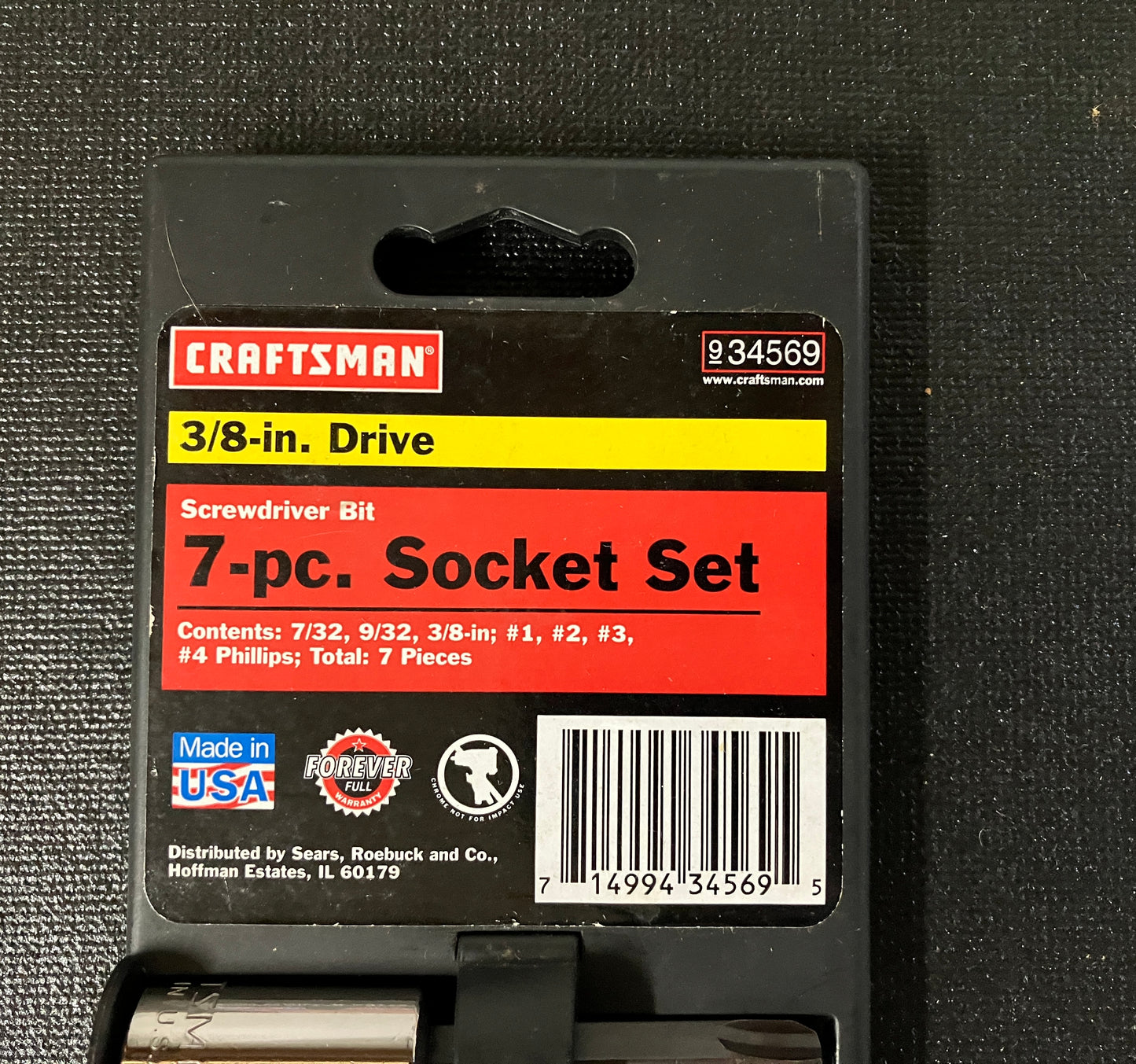 Vintage Craftsman 3/8" Drive 7pc Screwdriver Socket Set 34569 USA P1 P2 P3 P4 7/32 9/32 3/8