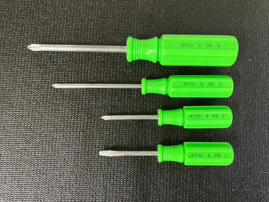 Vintage Craftsman Neon Green Hi Viz High Visibility 4 Screwdrivers 47151 USA
