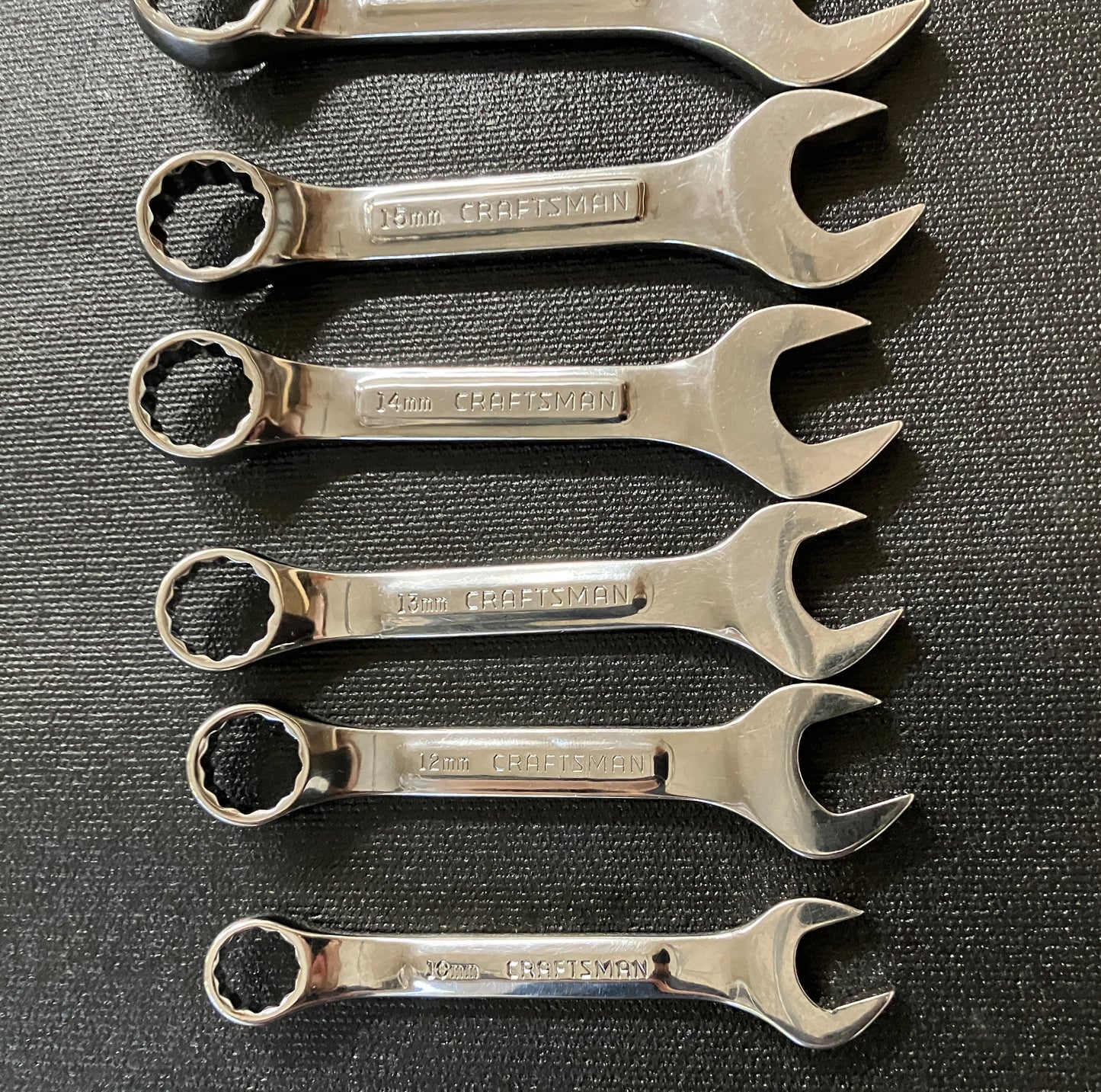 Vintage Craftsman Professional Raised Panel 9pc Stubby Wrench Set USA 10-20mm