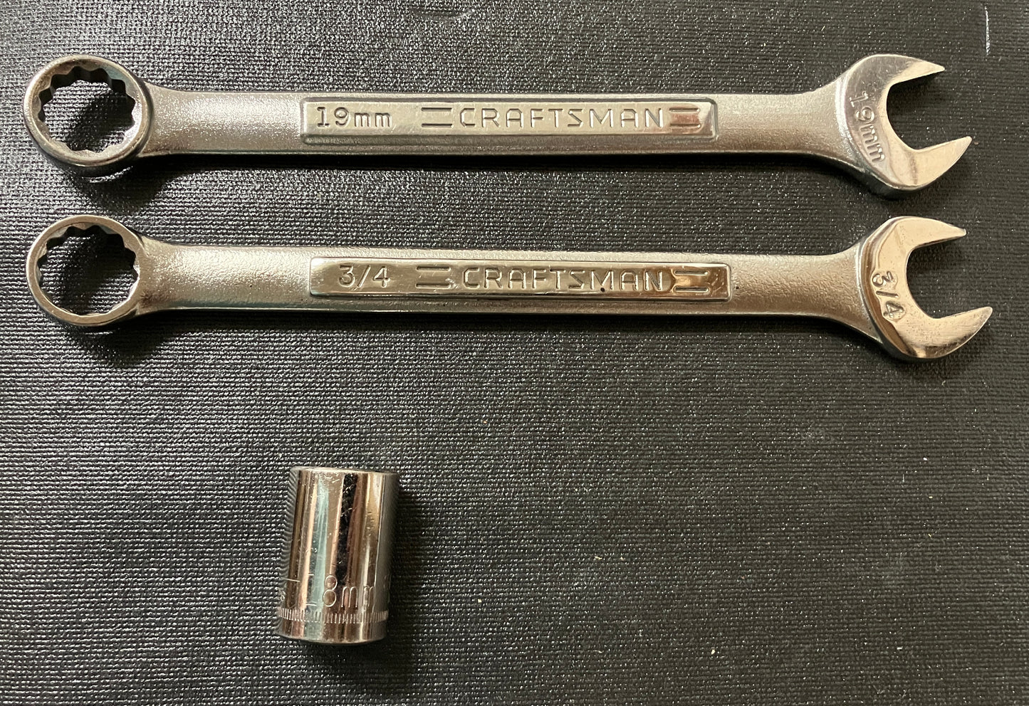 Vintage Craftsman 3pc Bundle - 18mm Socket, 19mm & 3/4” 12pt Wrenches