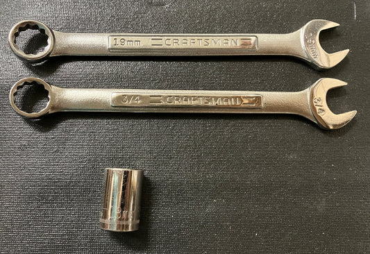Vintage Craftsman 3pc Bundle - 18mm Socket, 19mm & 3/4” 12pt Wrenches