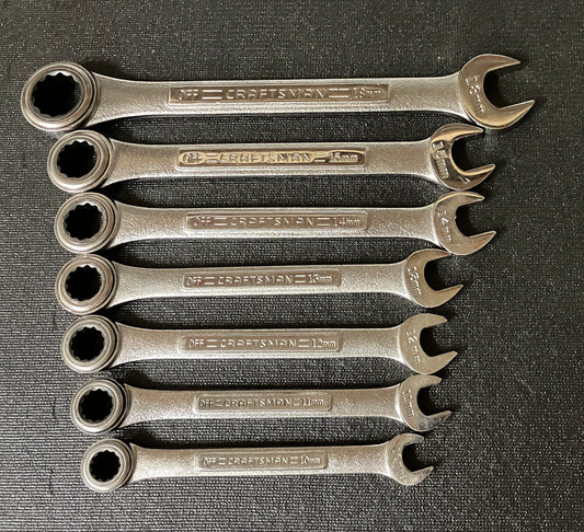 Vintage Craftsman Metric 7pc Ratcheting Wrench Set USA -VA-