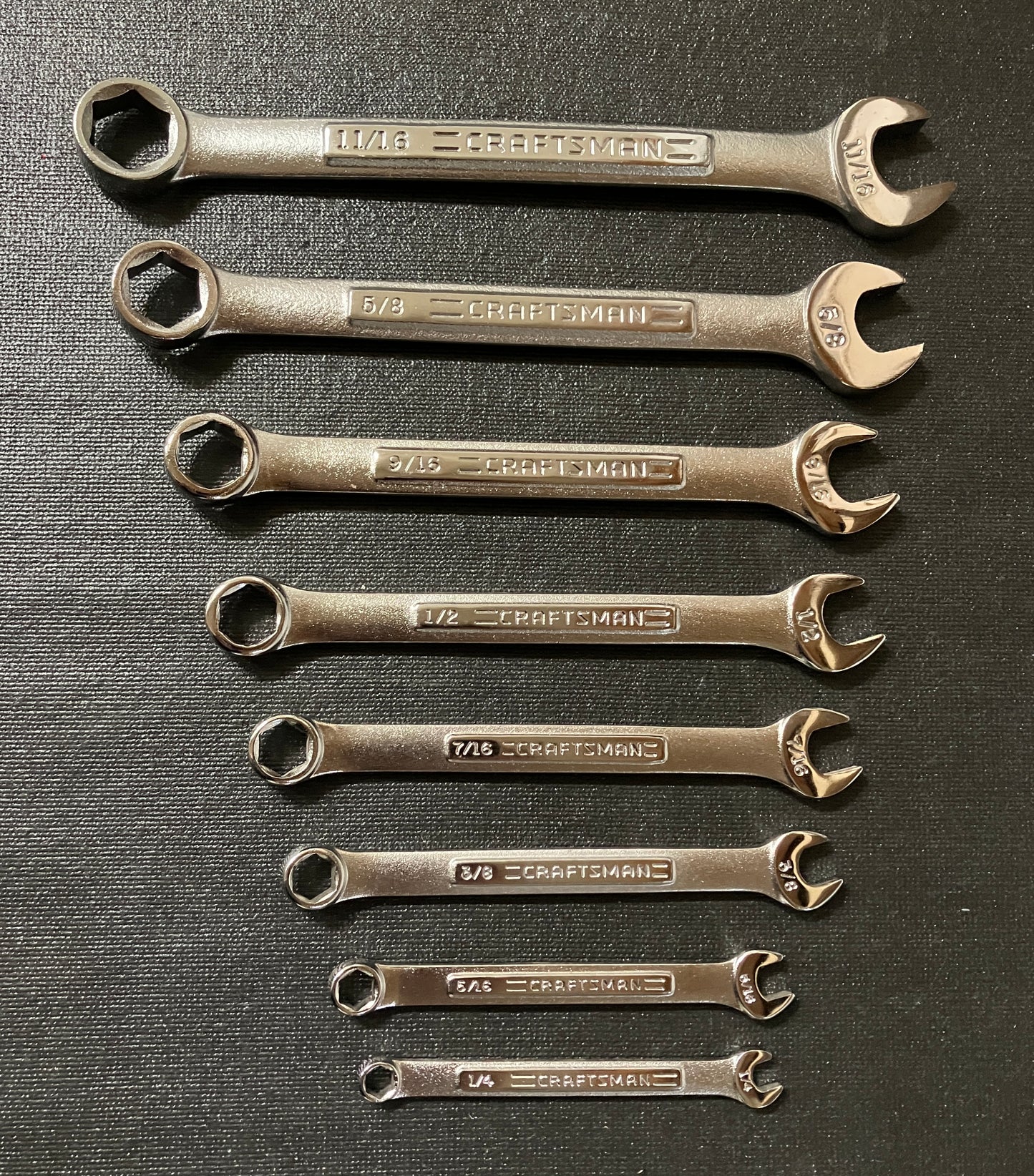 NOS Vintage Craftsman 8pc 6pt SAE 1/4” - 11/16” Combination Wrench Set 46988 USA