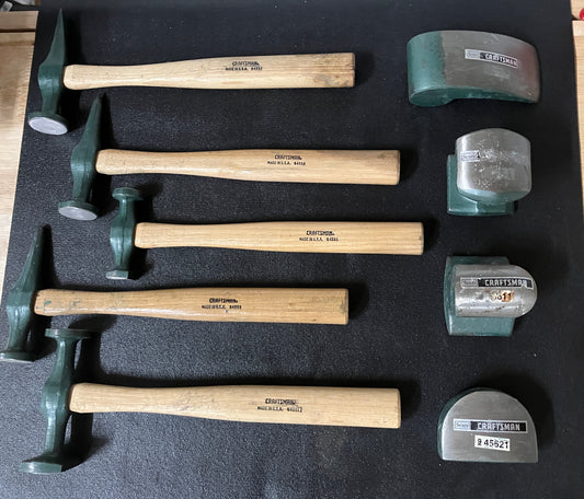 Vintage Craftsman 9pc Auto Body Repair Set 45884C USA 5 Hammers 4 Dollies