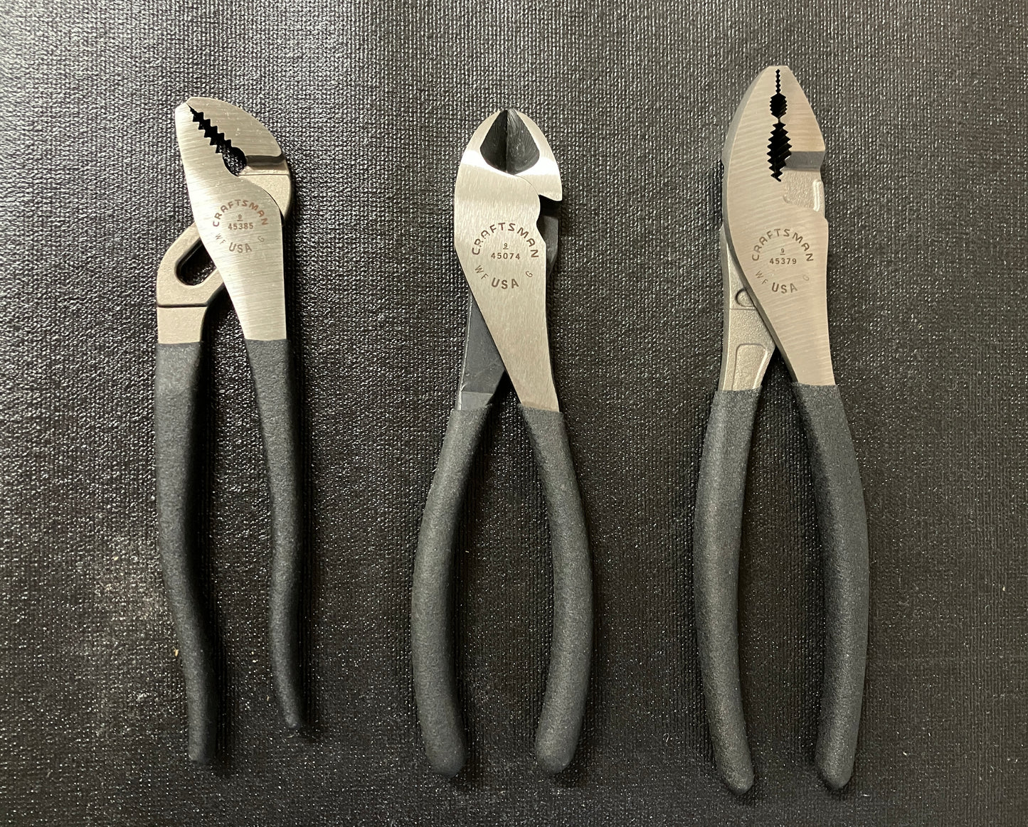 NOS Vintage Craftsman 3pc Plier Set WF USA 45253 - 7” Diagonal, 7” Arc Joint & 8” Slip Joint