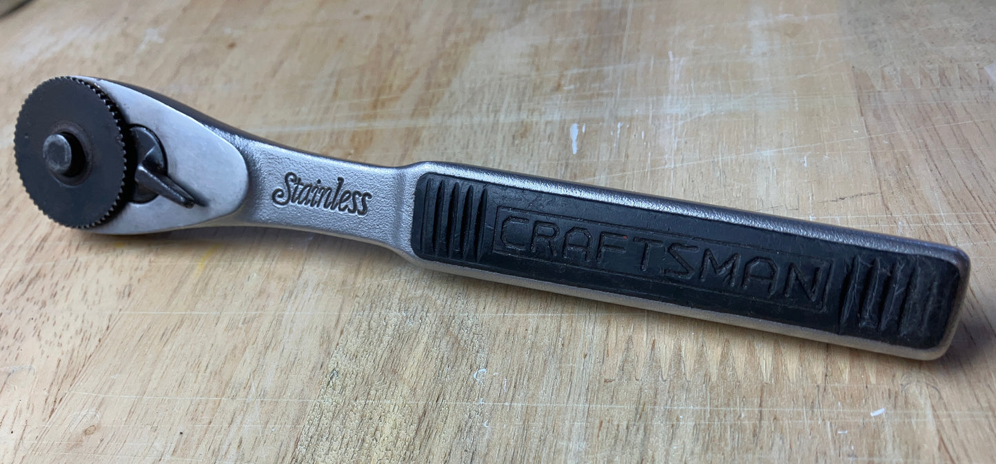 Vintage Craftsman Stainless Steel Ratchet 3/8” Drive 43762 USA