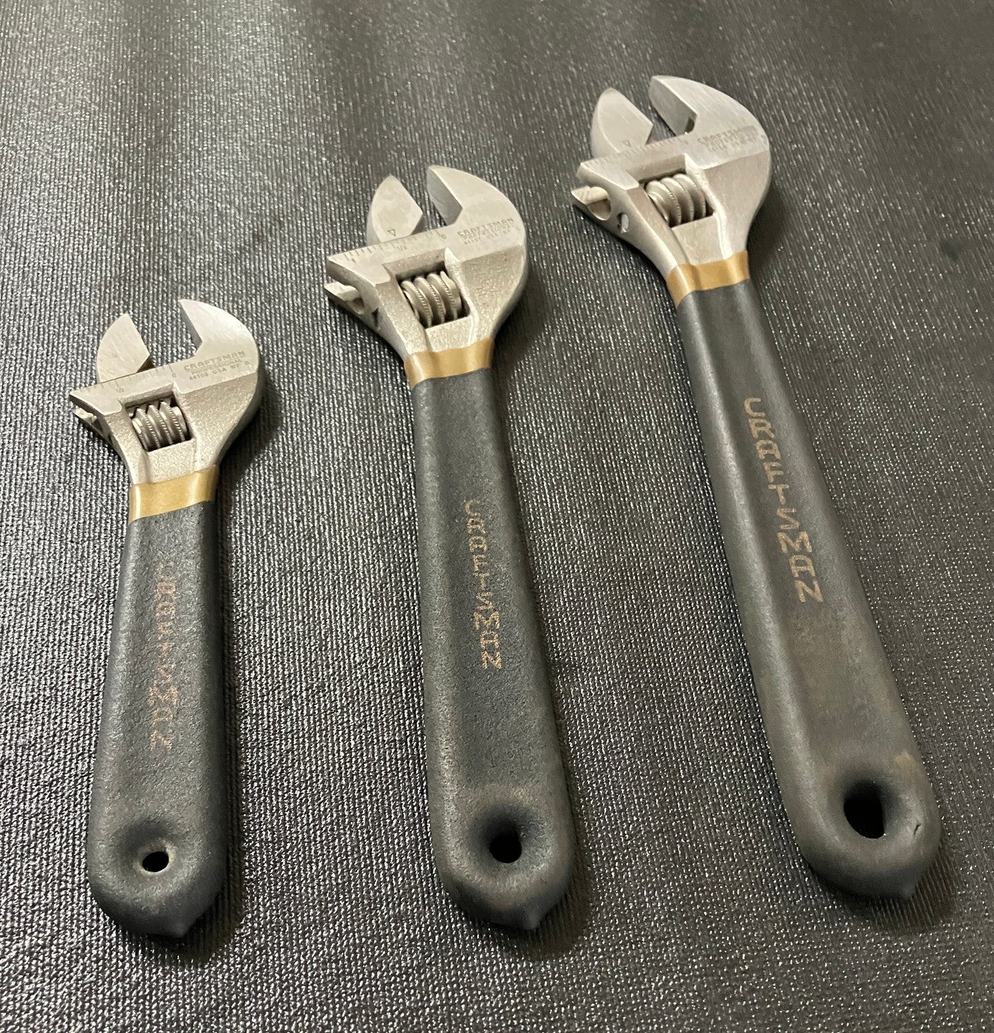 Vintage Craftsman Professional 3pc Adjustable Wrench Set USA 44015 6”, 8” & 10”