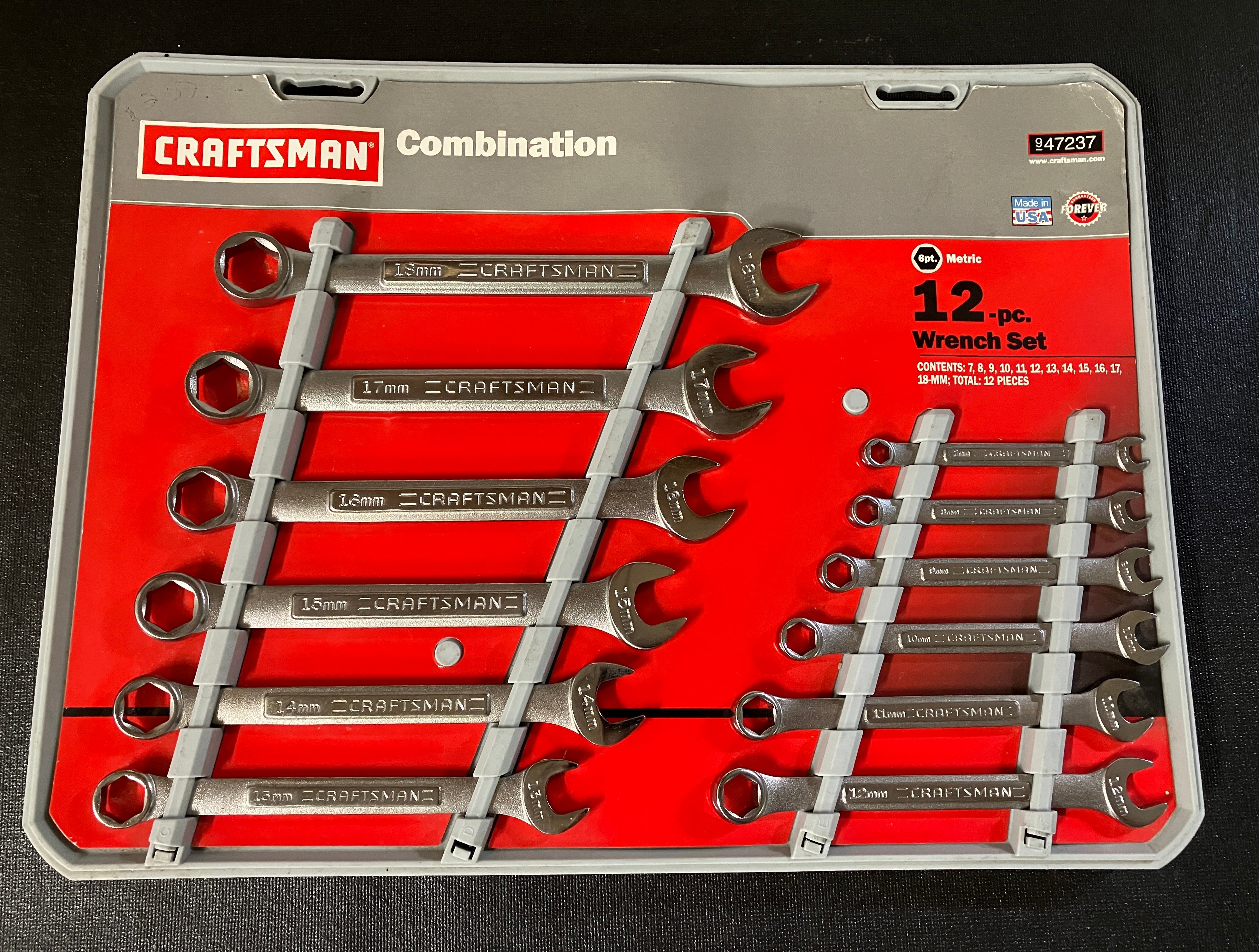 NOS Vintage Craftsman 12pc Metric 6pt Wrench Set 7-18mm 47237 USA ...