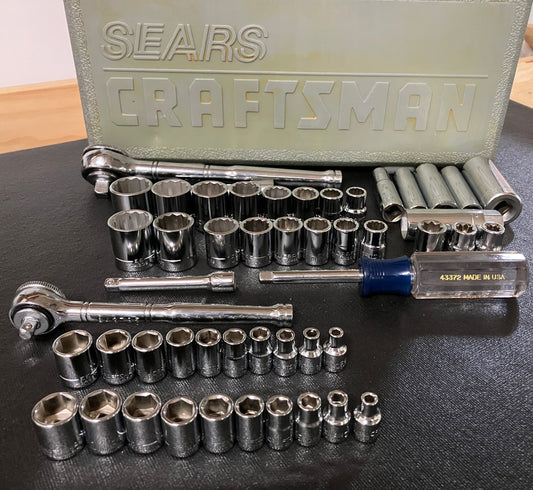Vintage Craftsman 50pc Socket Set 1/4” 3/8” Dr 6pt 8pt 12pt Sockets -EE- USA