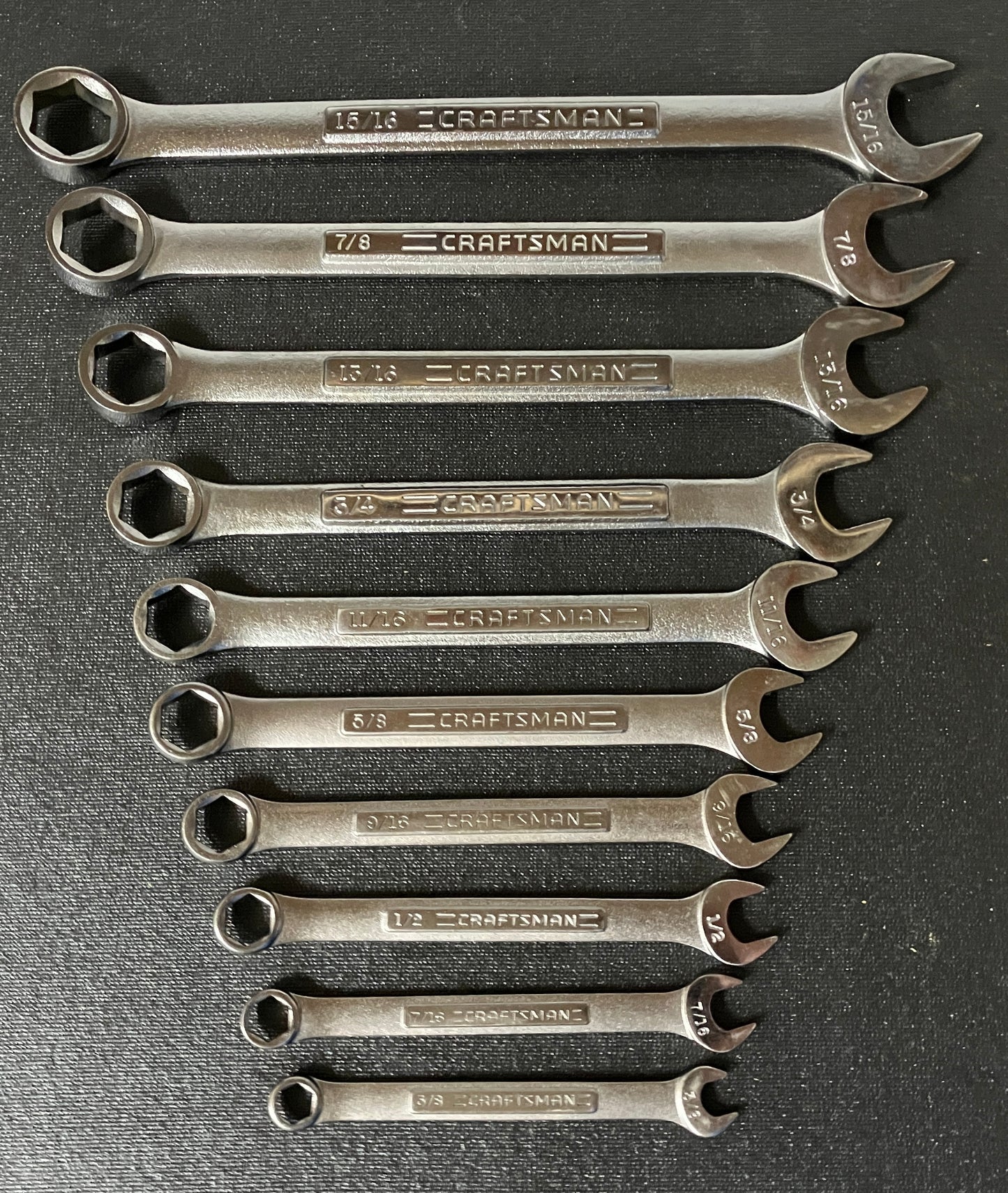 Vintage Craftsman 10pc 6 point SAE Combination Wrench Set USA 3/8” to 15/16”
