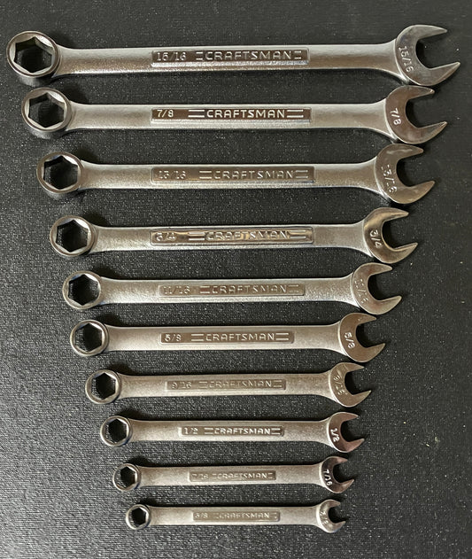 Vintage Craftsman 10pc 6 point SAE Combination Wrench Set USA 3/8” to 15/16”