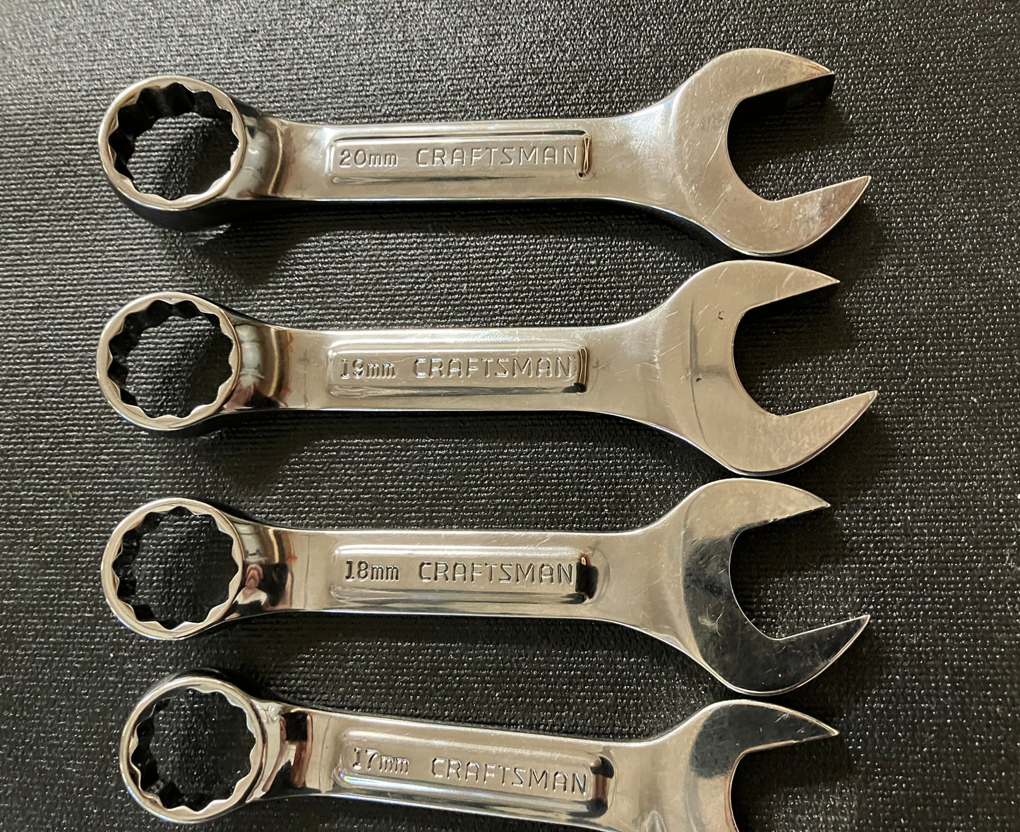 Vintage Craftsman Professional Raised Panel 9pc Stubby Wrench Set USA 10-20mm