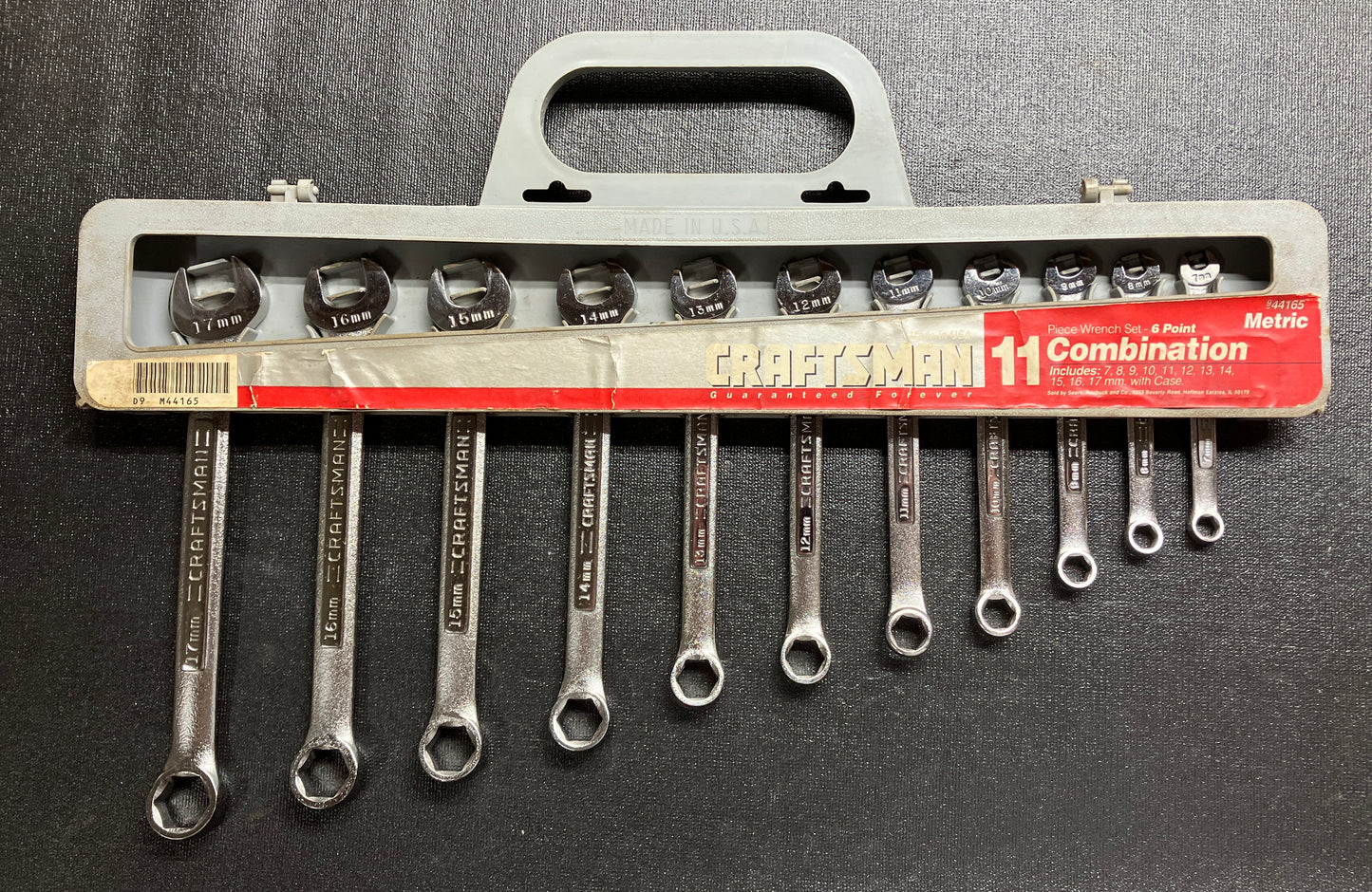 Vintage Craftsman 11pc Metric 6pt Combination Wrench Set 7-17mm 44165 -VA- USA