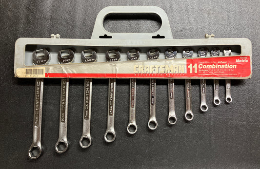 Vintage Craftsman 11pc Metric 6pt Combination Wrench Set 7-17mm 44165 -VA- USA
