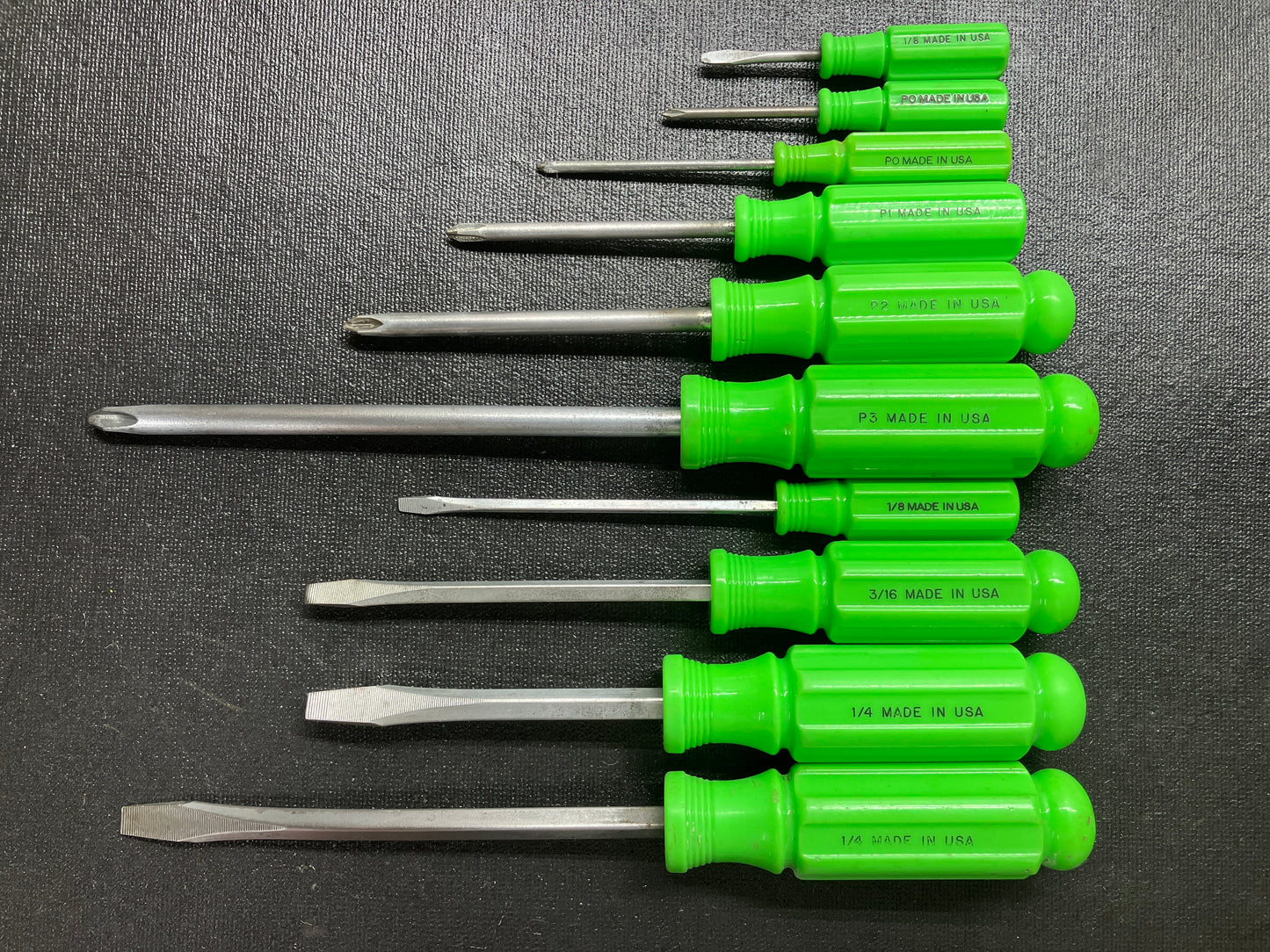 Vintage Craftsman 10pc Neon Green Hi Viz Screwdriver Set