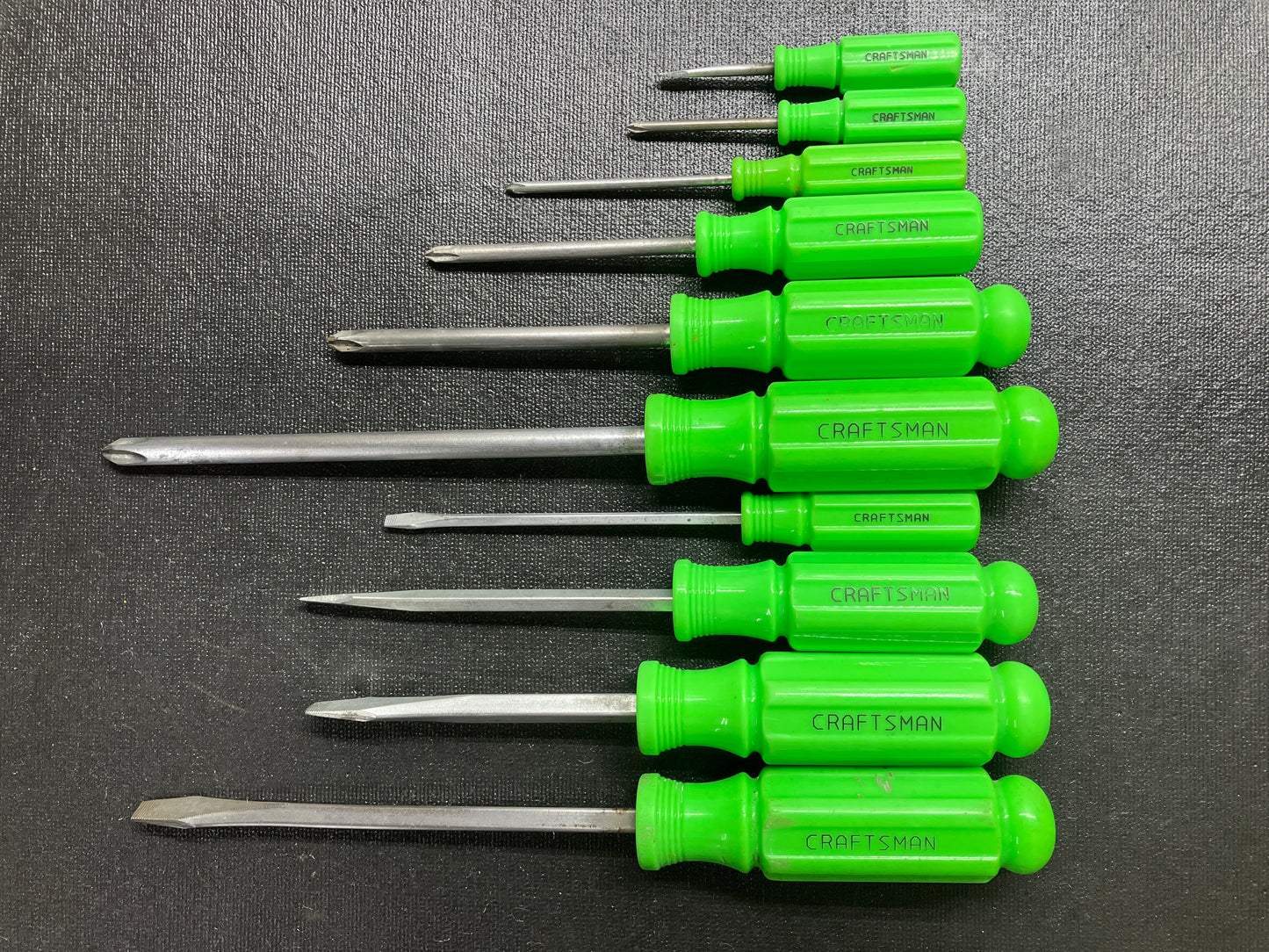 Vintage Craftsman 10pc Neon Green Hi Viz Screwdriver Set