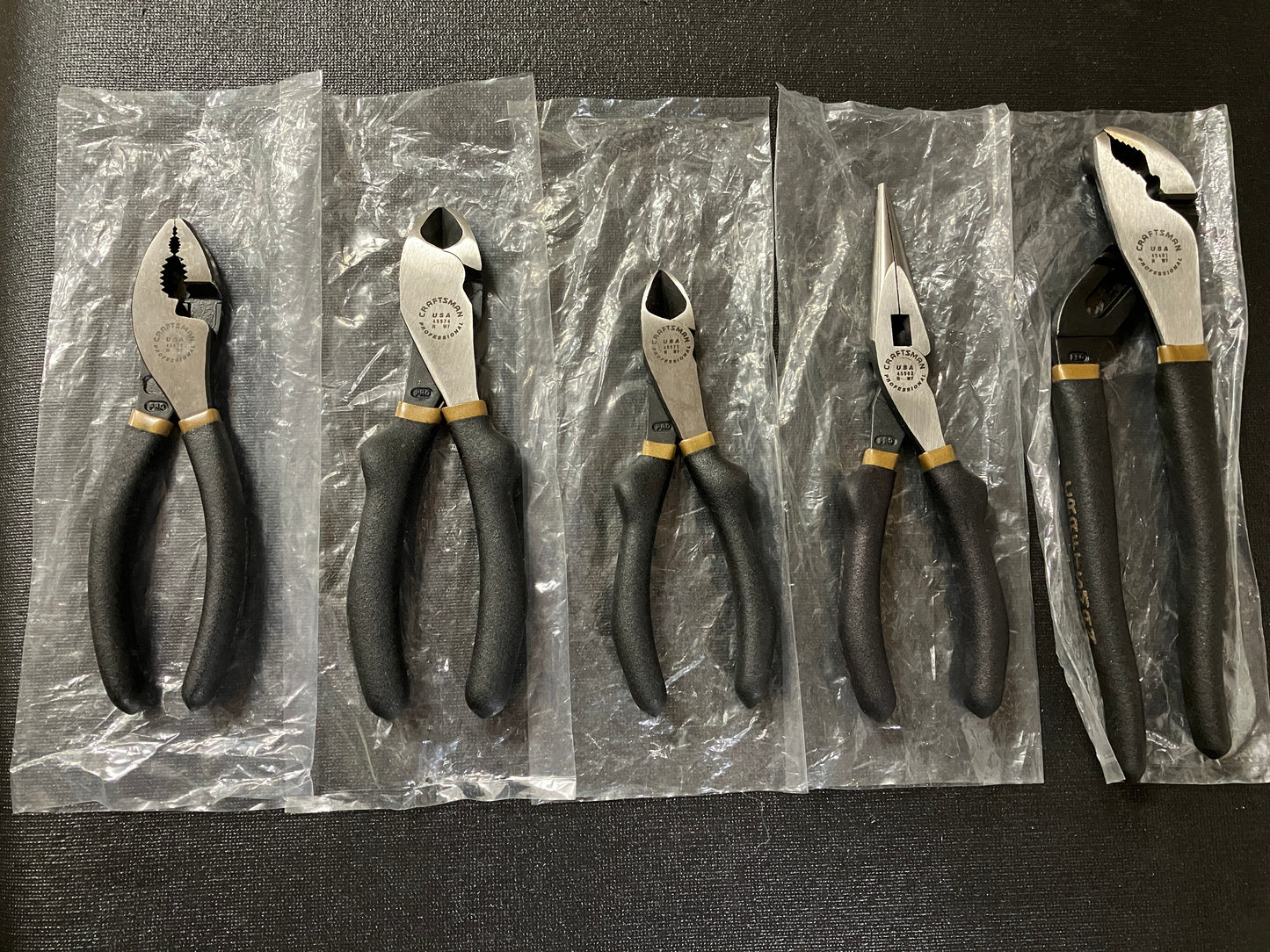 NOS Vintage Craftsman Professional 5pc Pliers USA 45478 45574 45572 45582 45481