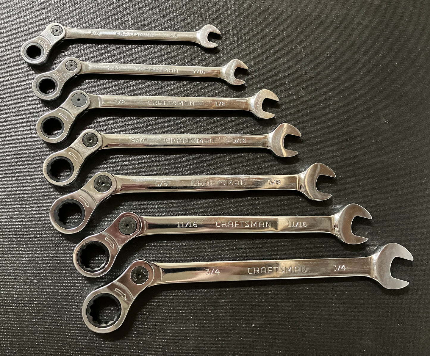 Craftsman 7pc SAE Elbow Ratcheting Wrenches 3/8” to 3/4”