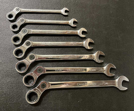 Craftsman 7pc SAE Elbow Ratcheting Wrenches 3/8” to 3/4”