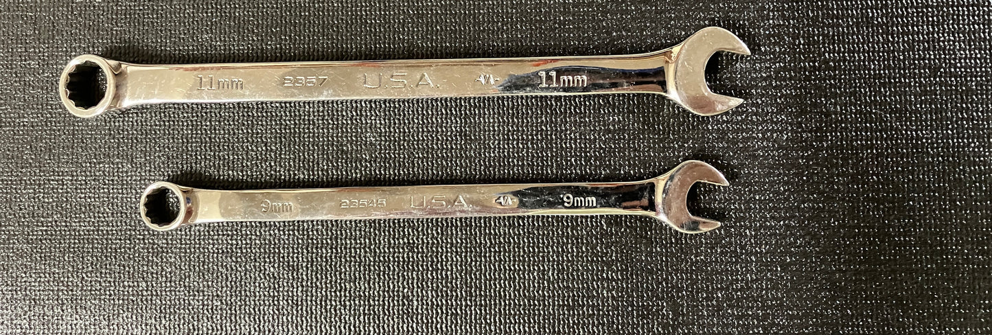 Craftsman Industrial Full Polish 5pc Combination Wrenches 9 11 15 16 18mm USA