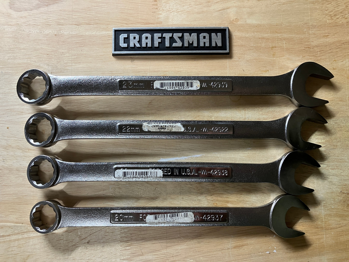 Vintage Craftsman Jumbo Metric Wrenches 4pc 20-23mm USA With Original Stickers