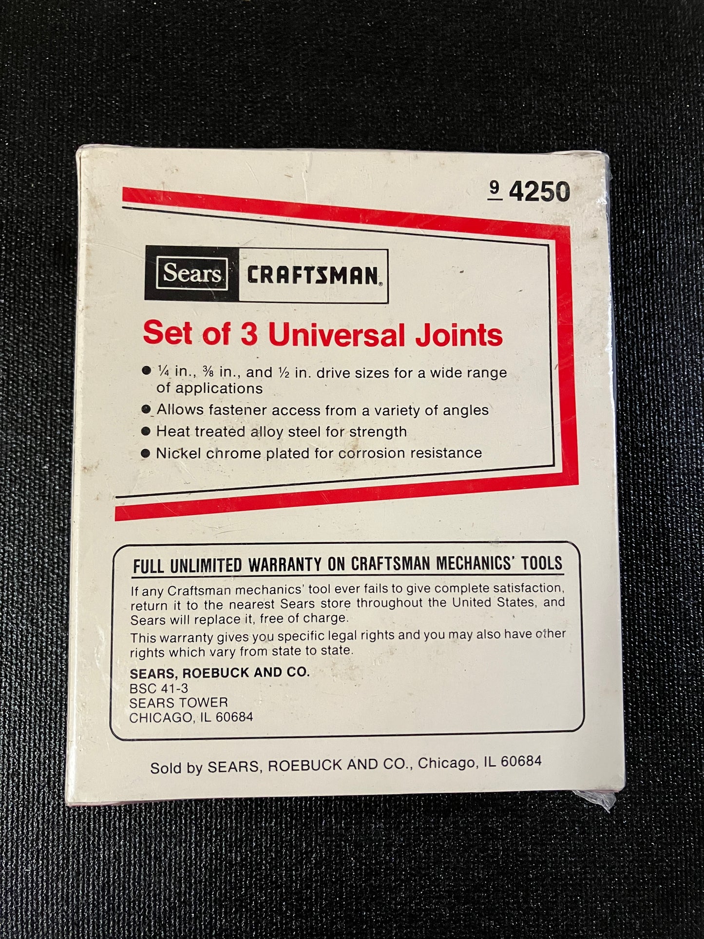 NOS Vintage Sears Craftsman 3pc Universal Joint Set 94250 USA Sealed Box