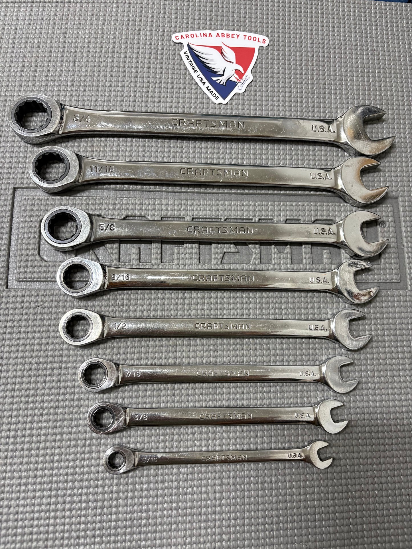 Craftsman 8pc SAE Long Beam Ratcheting Combination Wrench Set 42450 USA