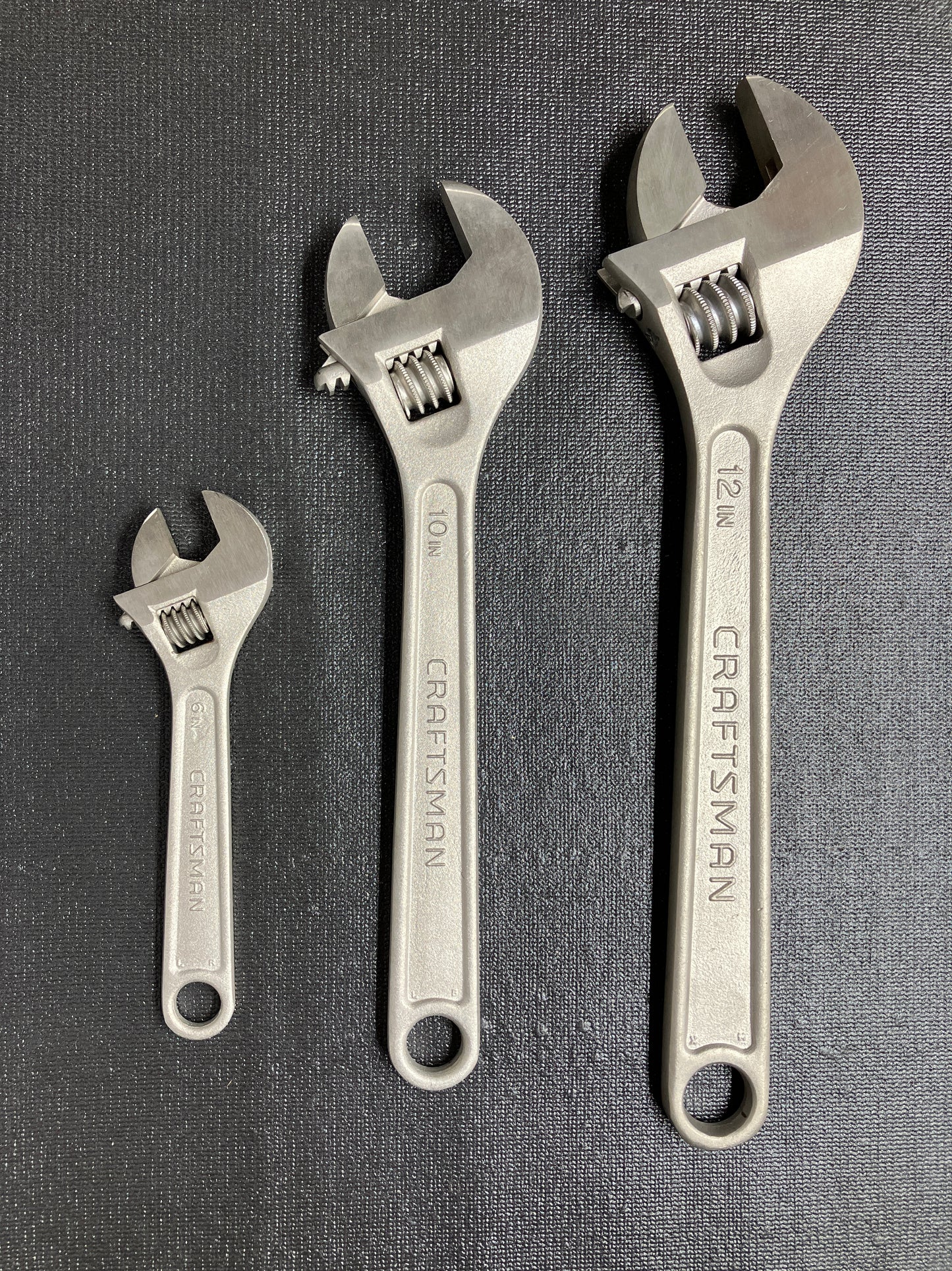 NOS Vintage Craftsman 3pc Adjustable Wrench Set 6”, 8”, 12” 44602, 44603, 44605 USA