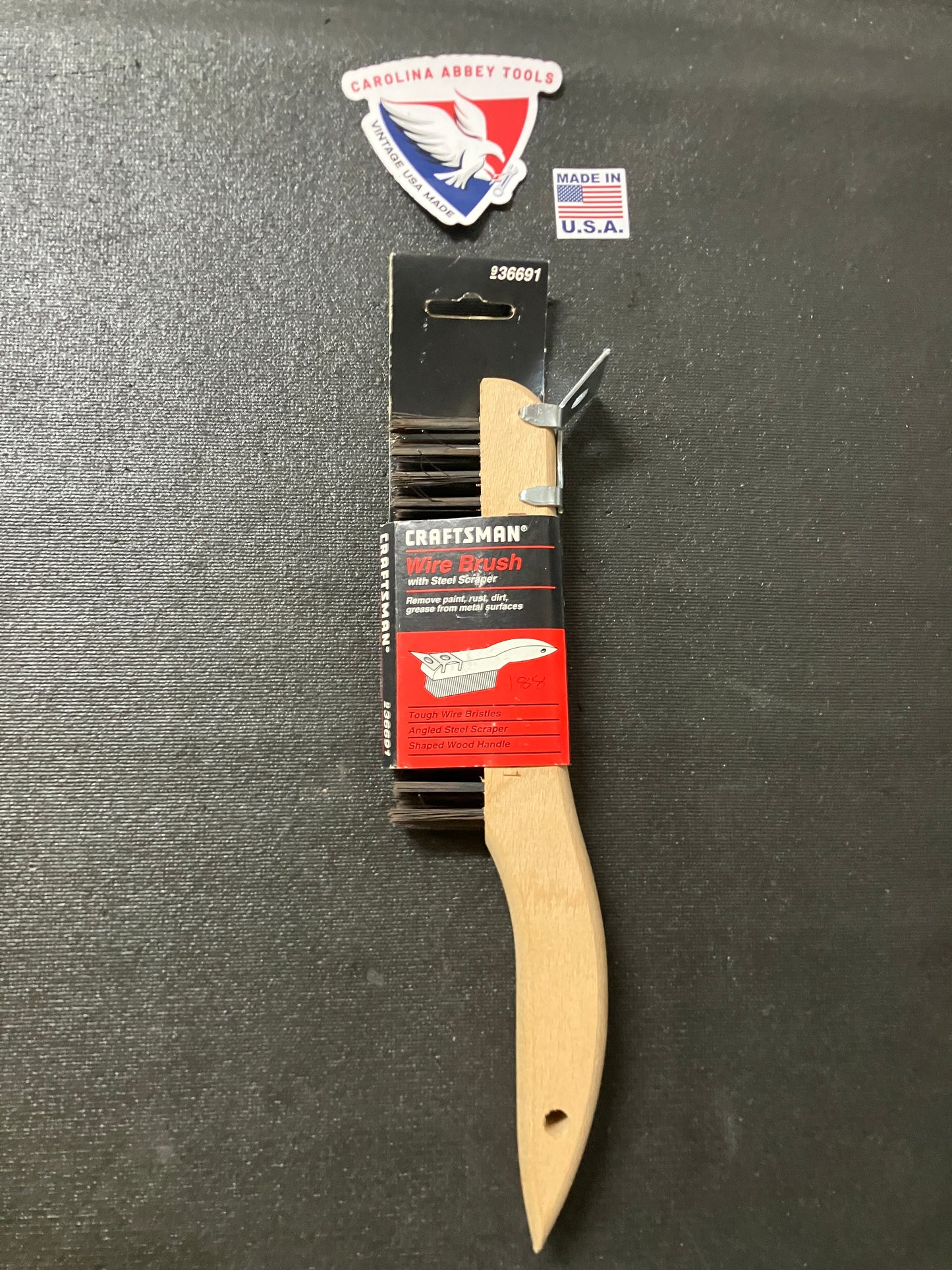 NOS Vintage Sears Craftsman Wire Brush w/ Steel Scraper 936691 USA Made