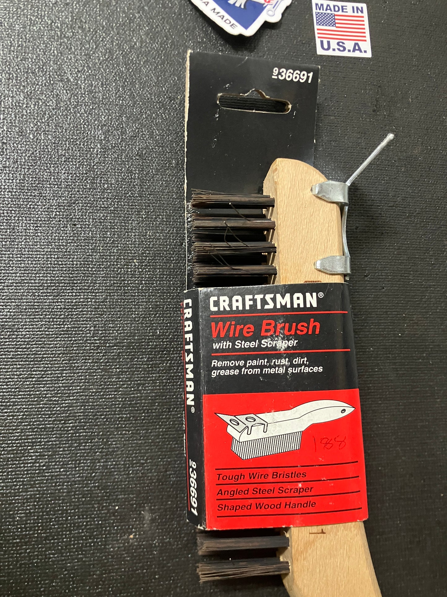 NOS Vintage Sears Craftsman Wire Brush w/ Steel Scraper 936691 USA Made