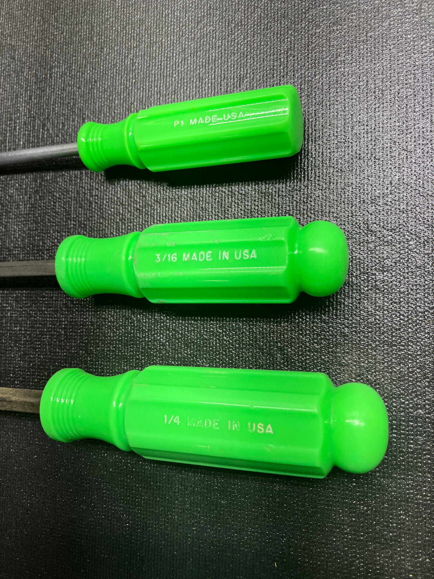 Vintage Craftsman Green Handle Screwdrivers (3) Hi Viz High Visibility 41761 USA PR