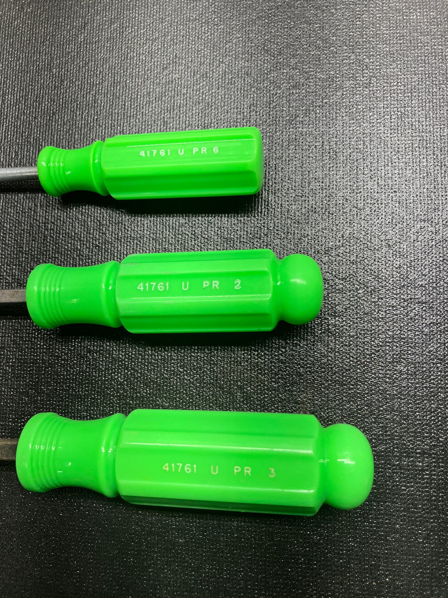 Vintage Craftsman Green Handle Screwdrivers (3) Hi Viz High Visibility 41761 USA PR