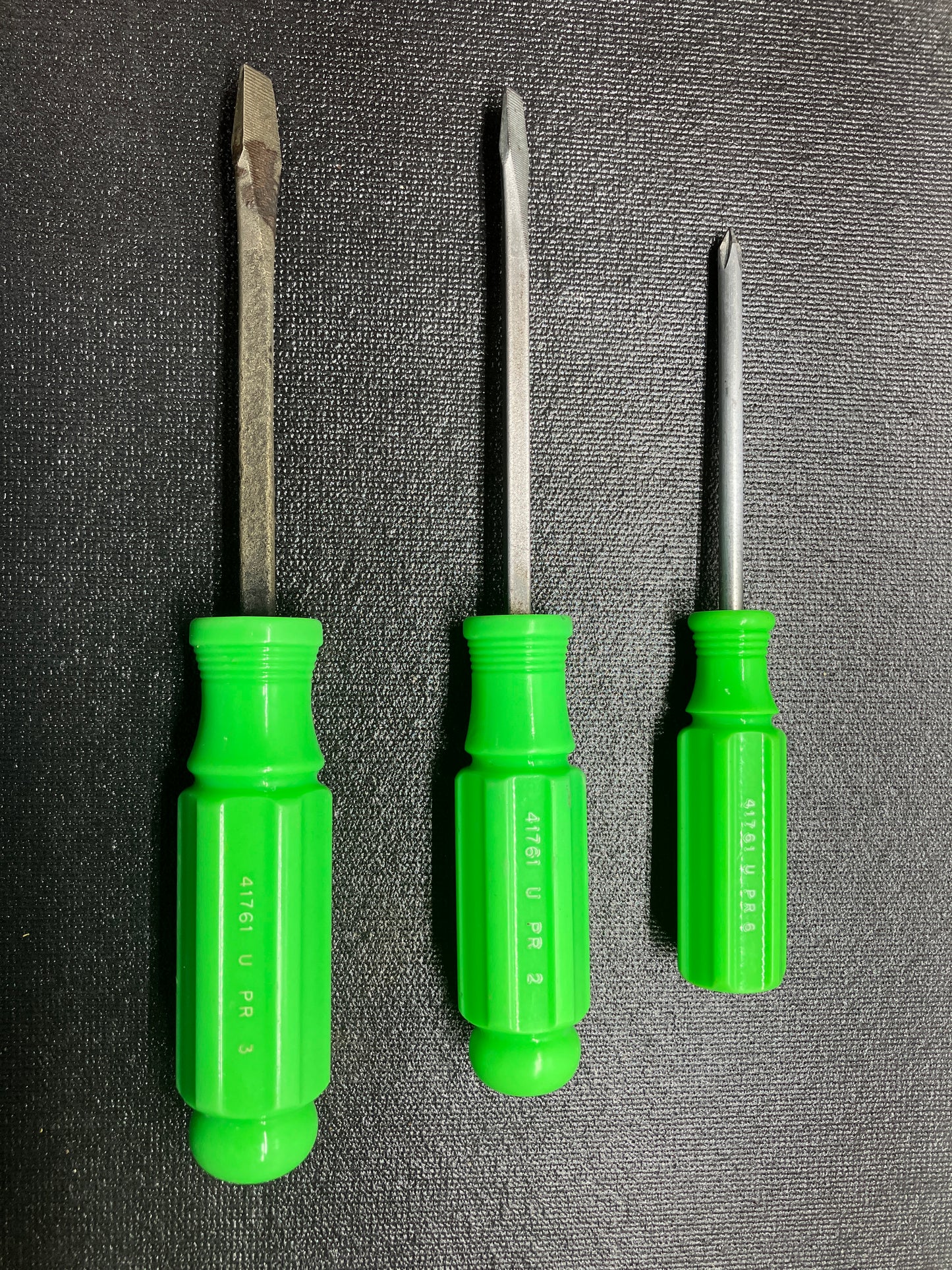 Vintage Craftsman Green Handle Screwdrivers (3) Hi Viz High Visibility 41761 USA PR
