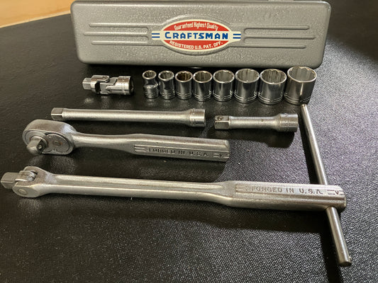 Vintage Craftsman =V= 3/8” Drive Socket Set w/ Metal Case