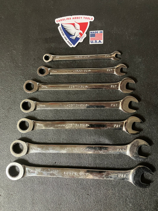 Vintage Craftsman 8pc Full Polished Ratcheting Metric Wrench Set 42451 USA