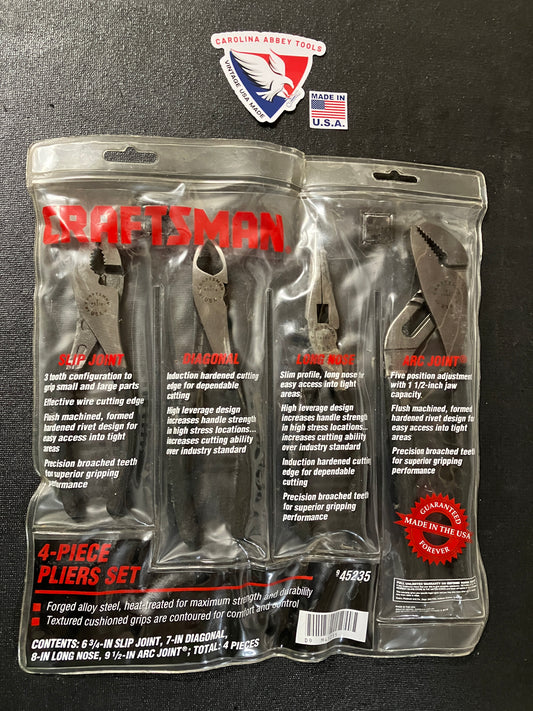 NOS Vintage Craftsman 4pc Pliers Set 45235 WF USA