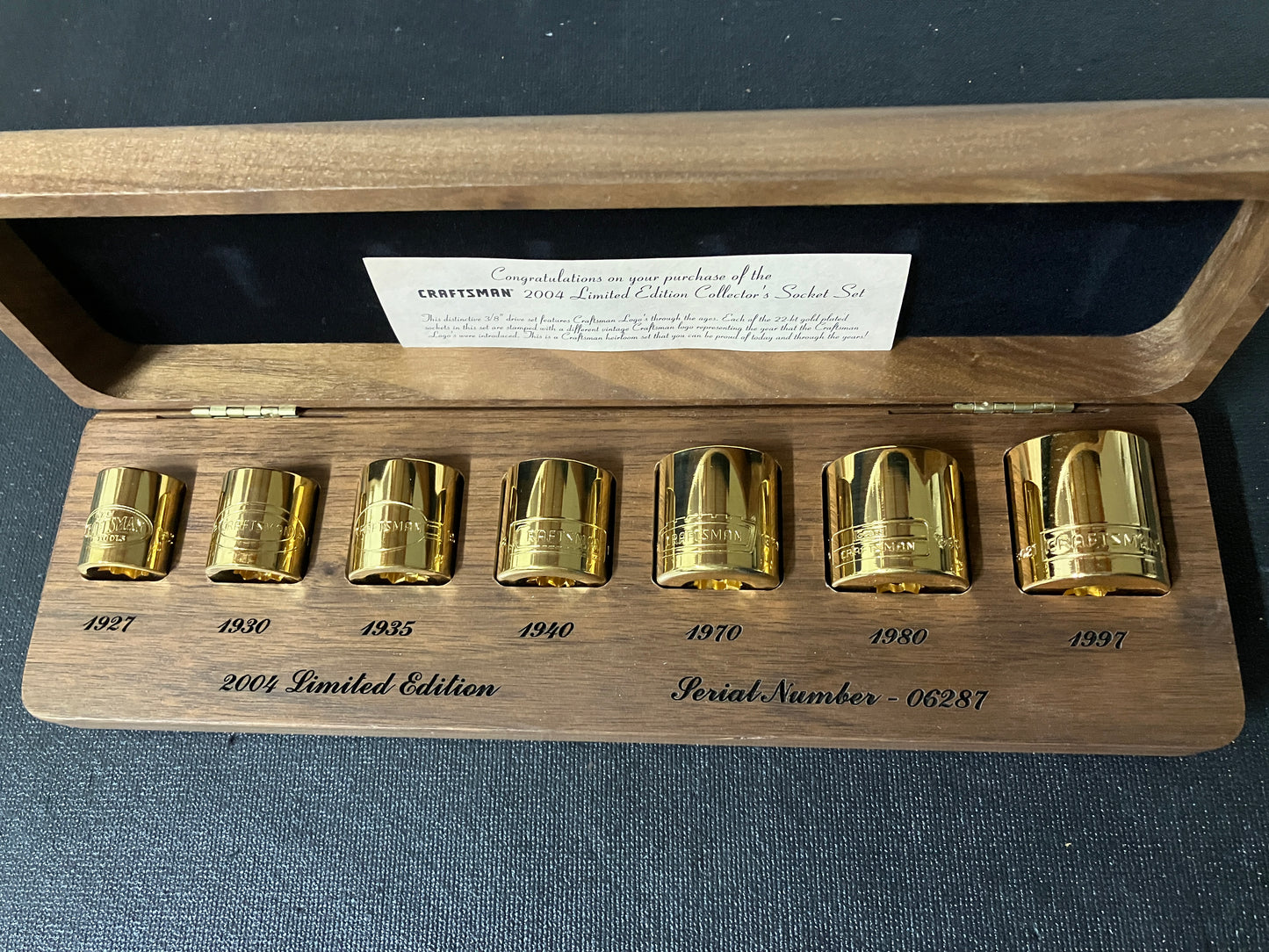 Craftsman Gold Plated 2004 Limited Edition Collector's Socket Set W/ CASE!