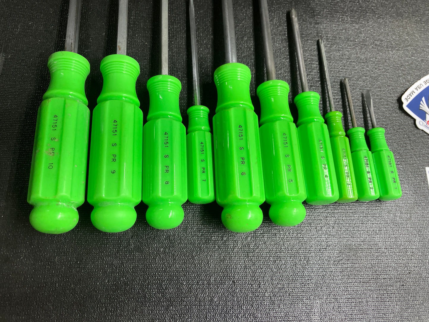 Vintage Craftsman 10pc Neon Green Hi Viz Screwdriver Set
