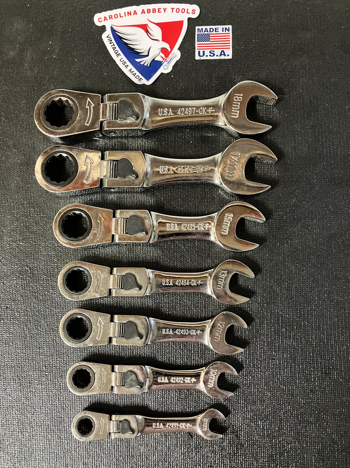 Vintage Craftsman 7pc Metric Short Locking Flex Ratcheting Wrench Set USA